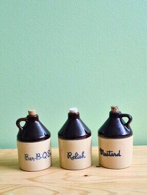 Vintage Stoneware Condiment Jugs